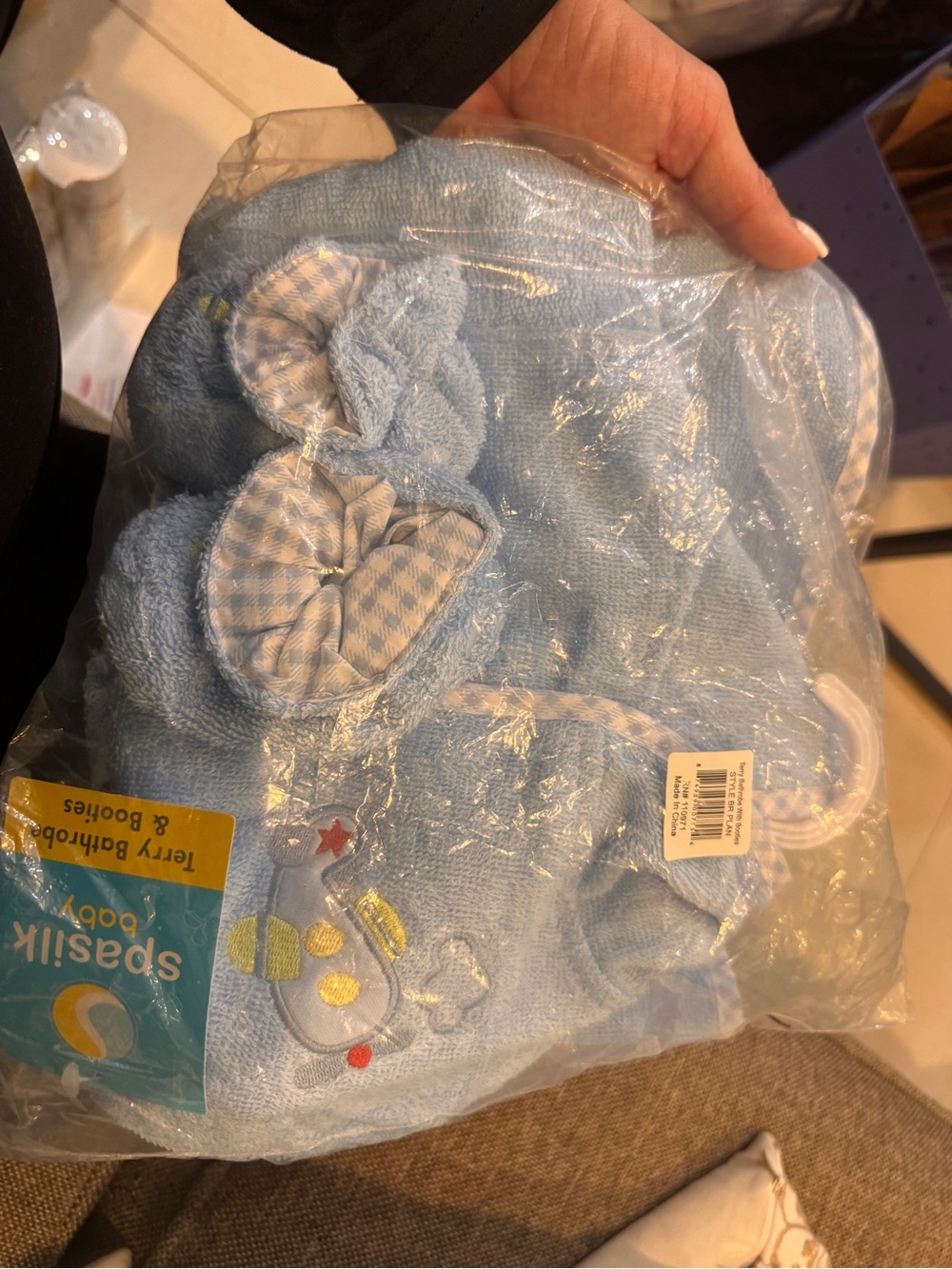 Baby Terry Hooded Bathrobe in Light Blue - Plush Hooded Style